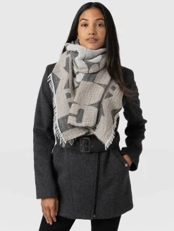 Abstract Rock Scarf - Black/Cream