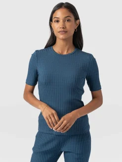 Adaline Tee - Teal Rib