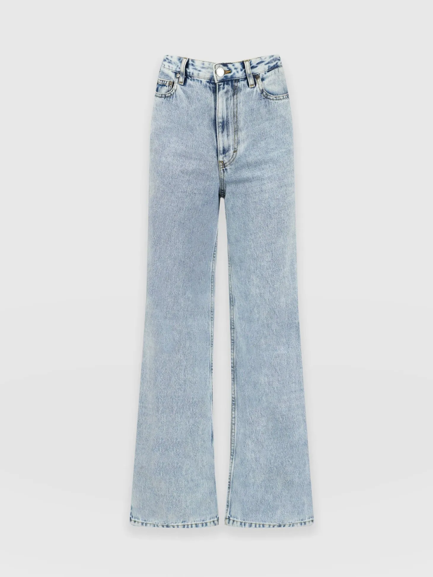 Adjustable Wide Leg Jeans - Pale Blue