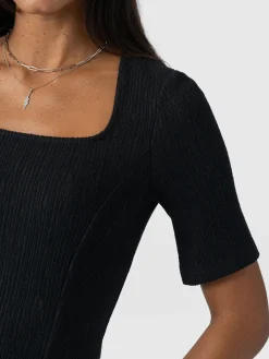 Akia Short Sleeve Tee - Black Textured