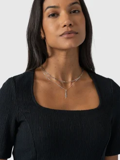 Akia Short Sleeve Tee - Black Textured