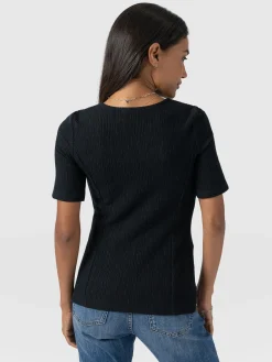 Akia Short Sleeve Tee - Black Textured