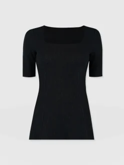 Akia Short Sleeve Tee - Black Textured