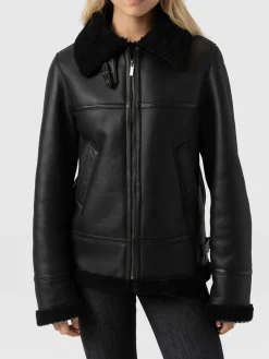 Amelia Aviator Jacket - Black