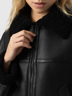 Amelia Aviator Jacket - Black