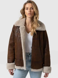 Amelia Aviator Jacket - Brown