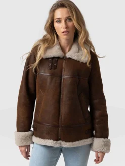 Amelia Aviator Jacket - Brown