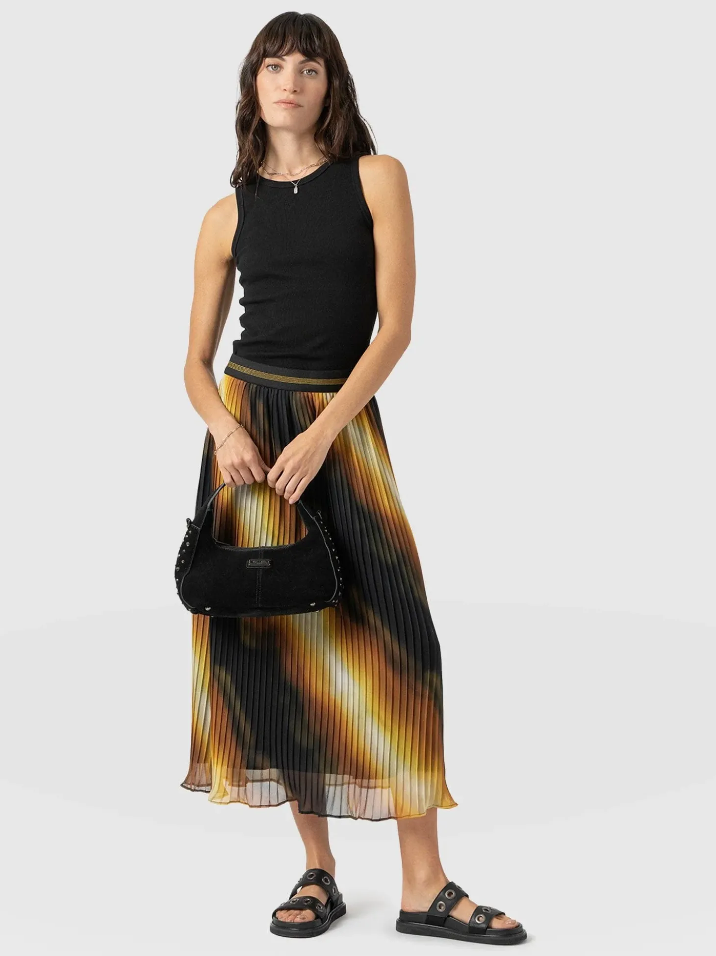 Aria Pleated Skirt - Yellow Gradient