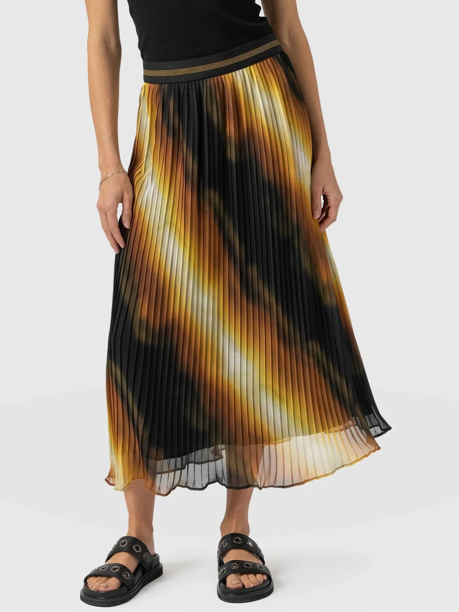 Aria Pleated Skirt - Yellow Gradient