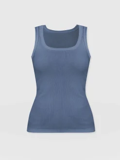 Asher Scoop Neck Vest - Dusty Blue