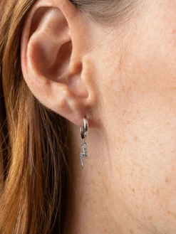 Astral Lightning Charm Drop Earrings - Silver
