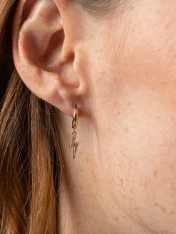 Astral Lightning Charm Drop Earrings - Gold