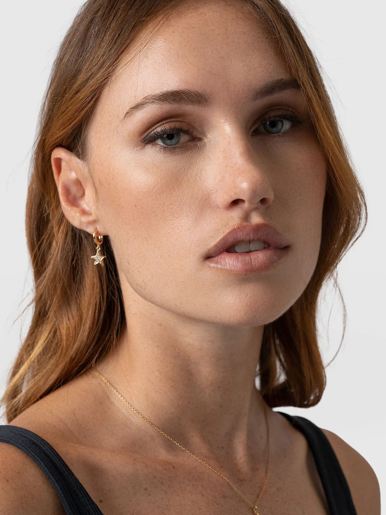 Astral Star Charm Drop Huggie Earrings - Gold