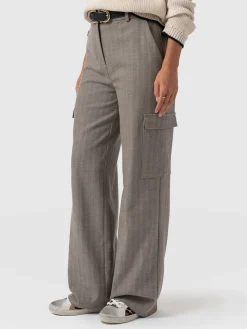 Astrid Cargo Pant - Brown Herringbone