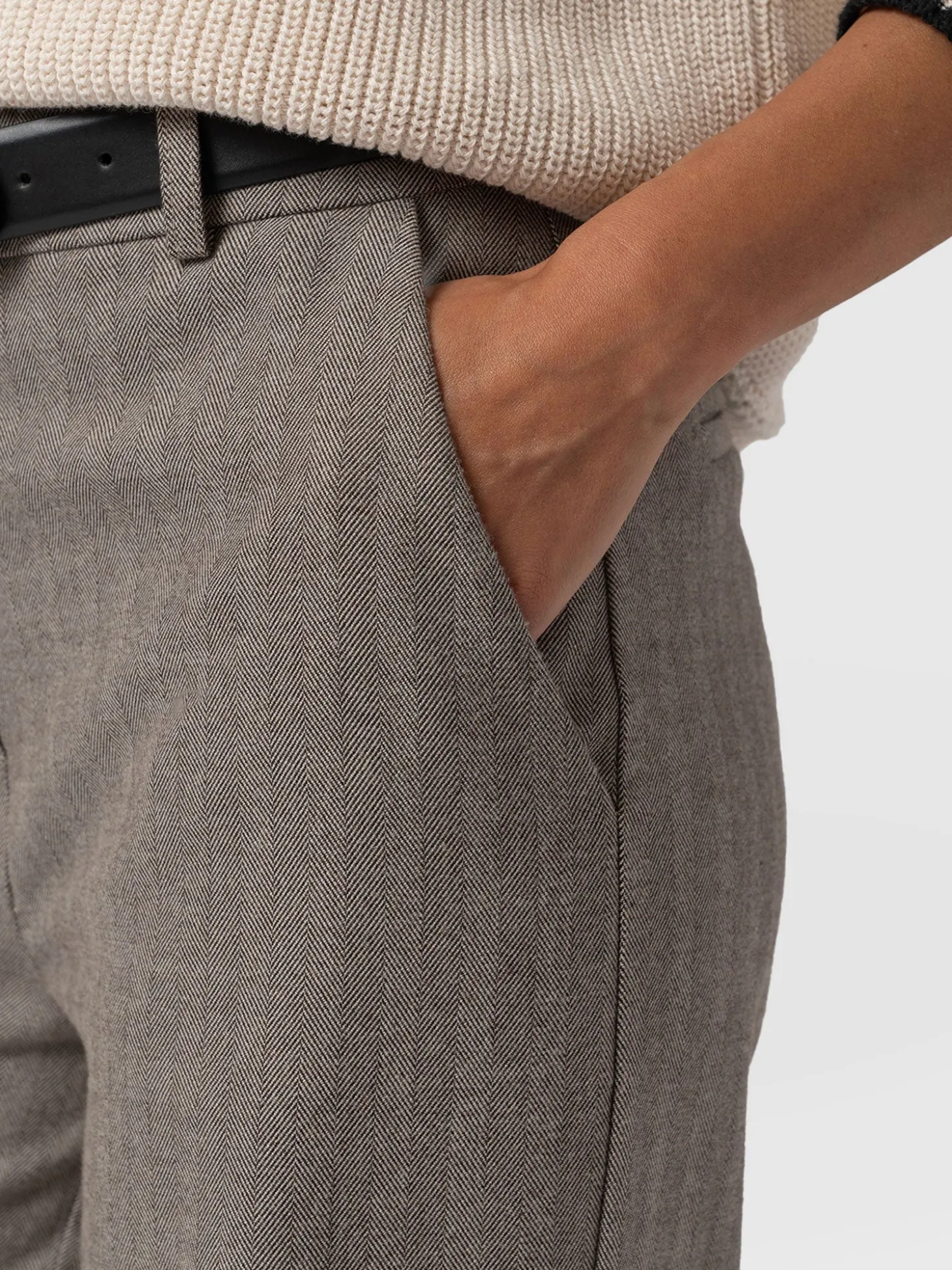 Astrid Cargo Pant - Brown Herringbone