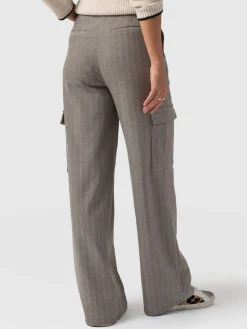 Astrid Cargo Pant - Brown Herringbone