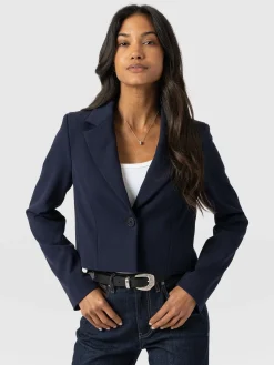 Astrid Cropped Blazer - Navy