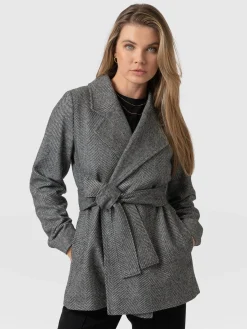 Audrey Wrap Coat - Chevron