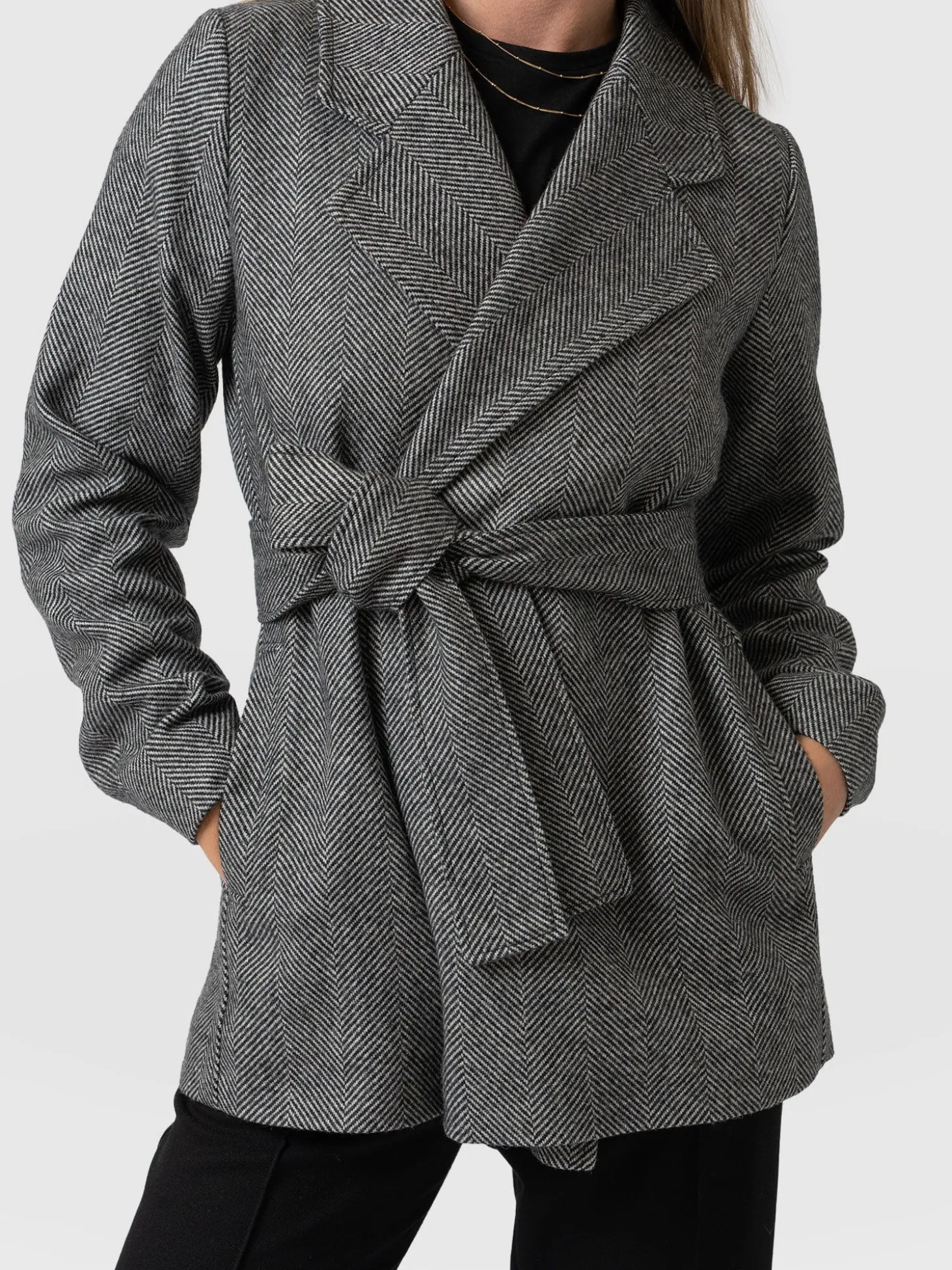 Audrey Wrap Coat - Chevron