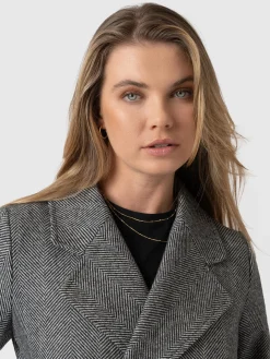 Audrey Wrap Coat - Chevron