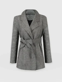 Audrey Wrap Coat - Chevron