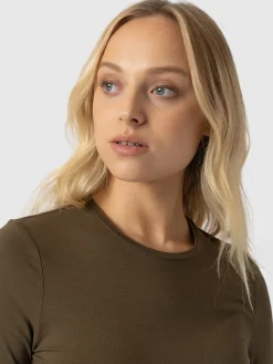 Austen Crew Neck Long Sleeve Tee - Khaki