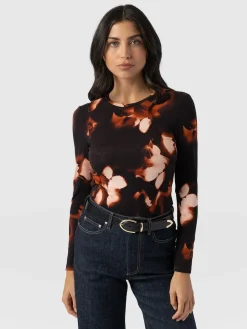 Austen Crew Neck Long Sleeve Tee - Orange Aurora