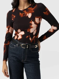 Austen Crew Neck Long Sleeve Tee - Orange Aurora