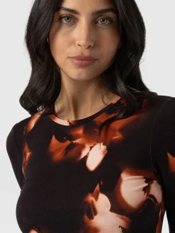 Austen Crew Neck Long Sleeve Tee - Orange Aurora