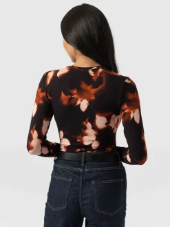 Austen Crew Neck Long Sleeve Tee - Orange Aurora