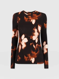 Austen Crew Neck Long Sleeve Tee - Orange Aurora