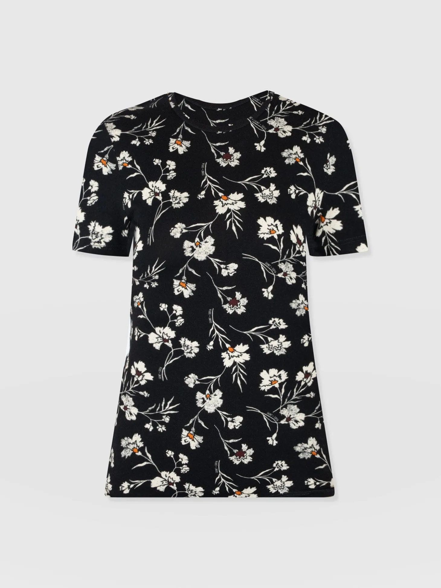 Austen Crew Neck Tee Short Sleeve - Black Spring Floral