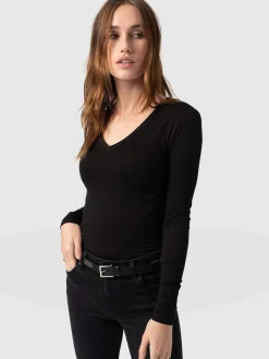 Austen V Neck Tee - Black