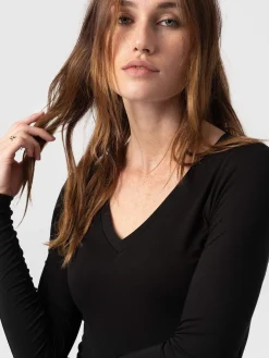 Austen V Neck Tee - Black