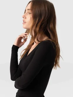 Austen V Neck Tee - Black