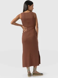 Axel Cut Out Dress - Russet Brown