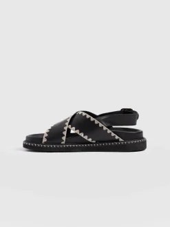 Bonnie Cross Over Sandals - Black