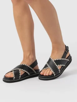 Bonnie Cross Over Sandals - Black