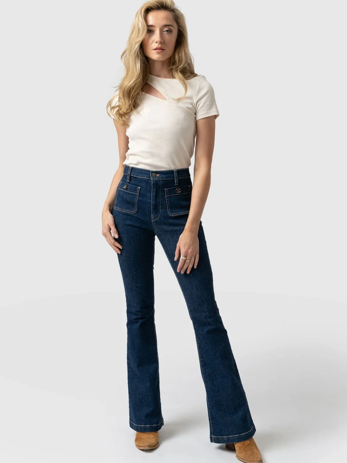 Bowie Stretch Flare Jeans - Mid Blue