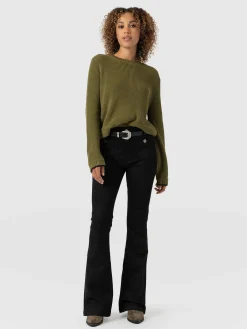 Bowie Stretch Flare Jeans - Jet Black