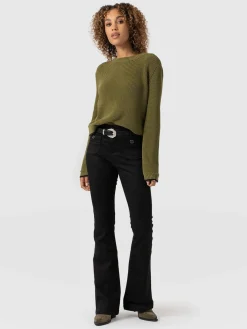 Bowie Stretch Flare Jeans - Jet Black