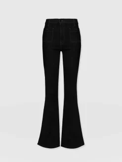 Bowie Stretch Flare Jeans - Jet Black