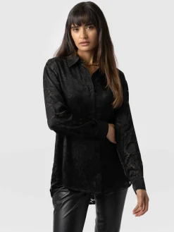 Boyfriend Shirt - Black Burnout