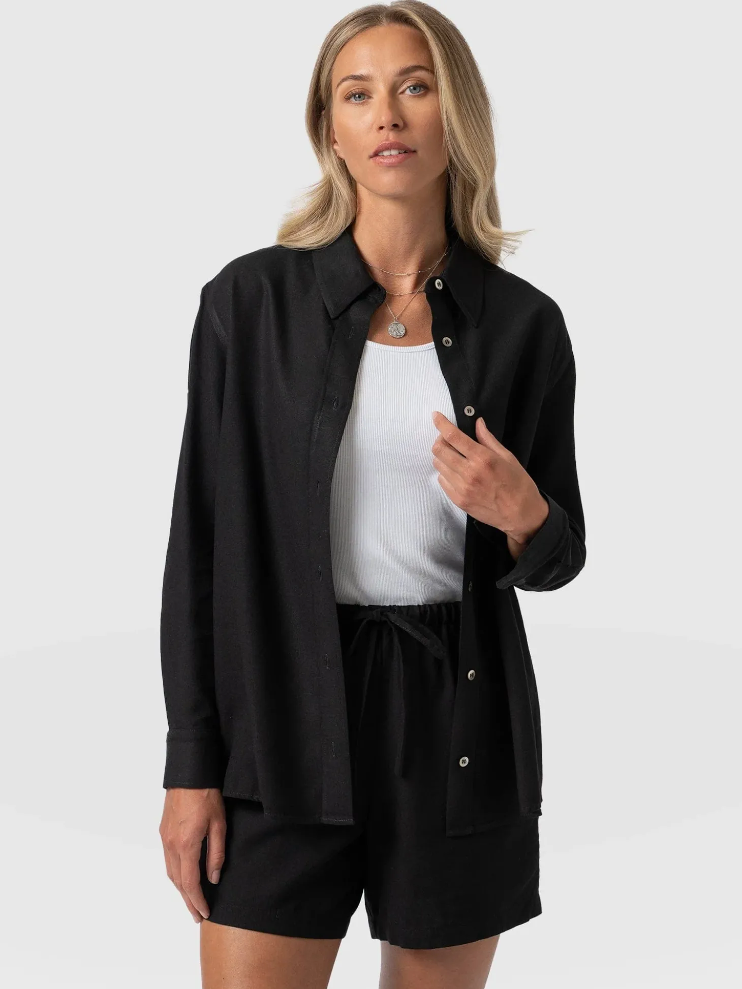Boyfriend Shirt - Black Linen