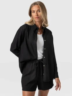 Boyfriend Shirt - Black Linen