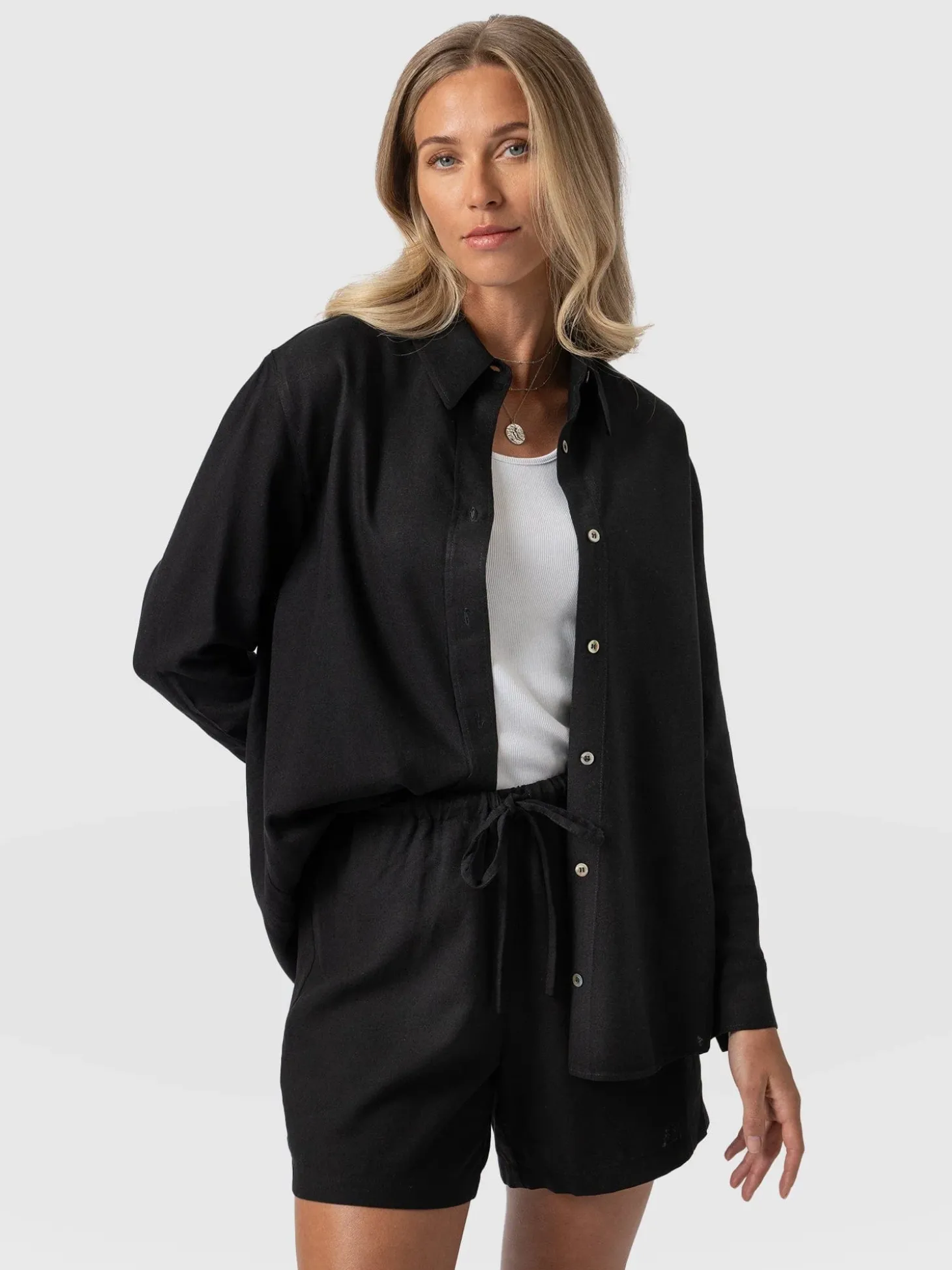 Boyfriend Shirt - Black Linen