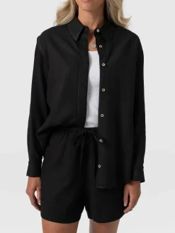Boyfriend Shirt - Black Linen