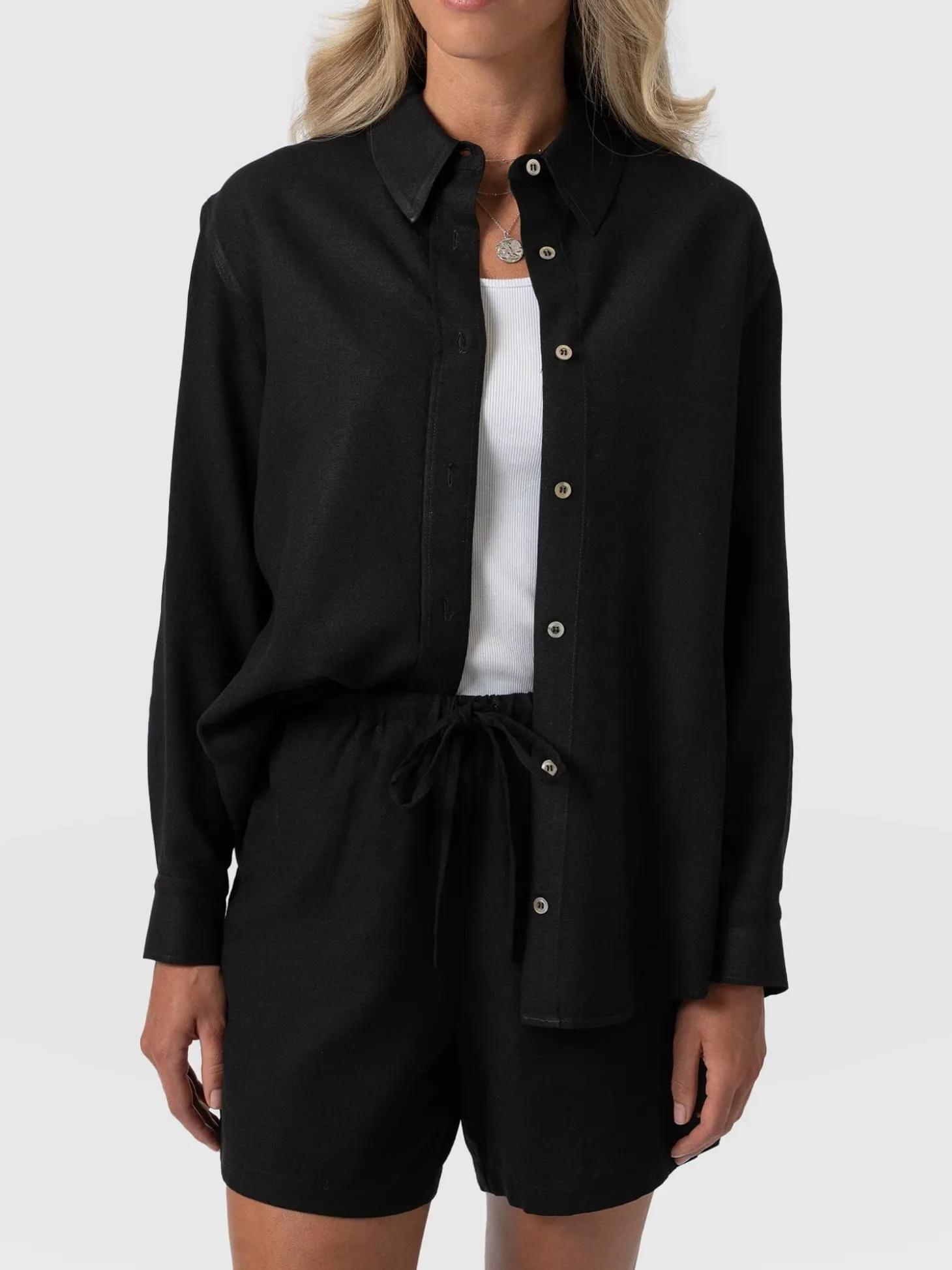 Boyfriend Shirt - Black Linen