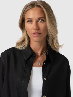 Boyfriend Shirt - Black Linen