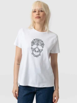 Boyfriend Tee - White Skull